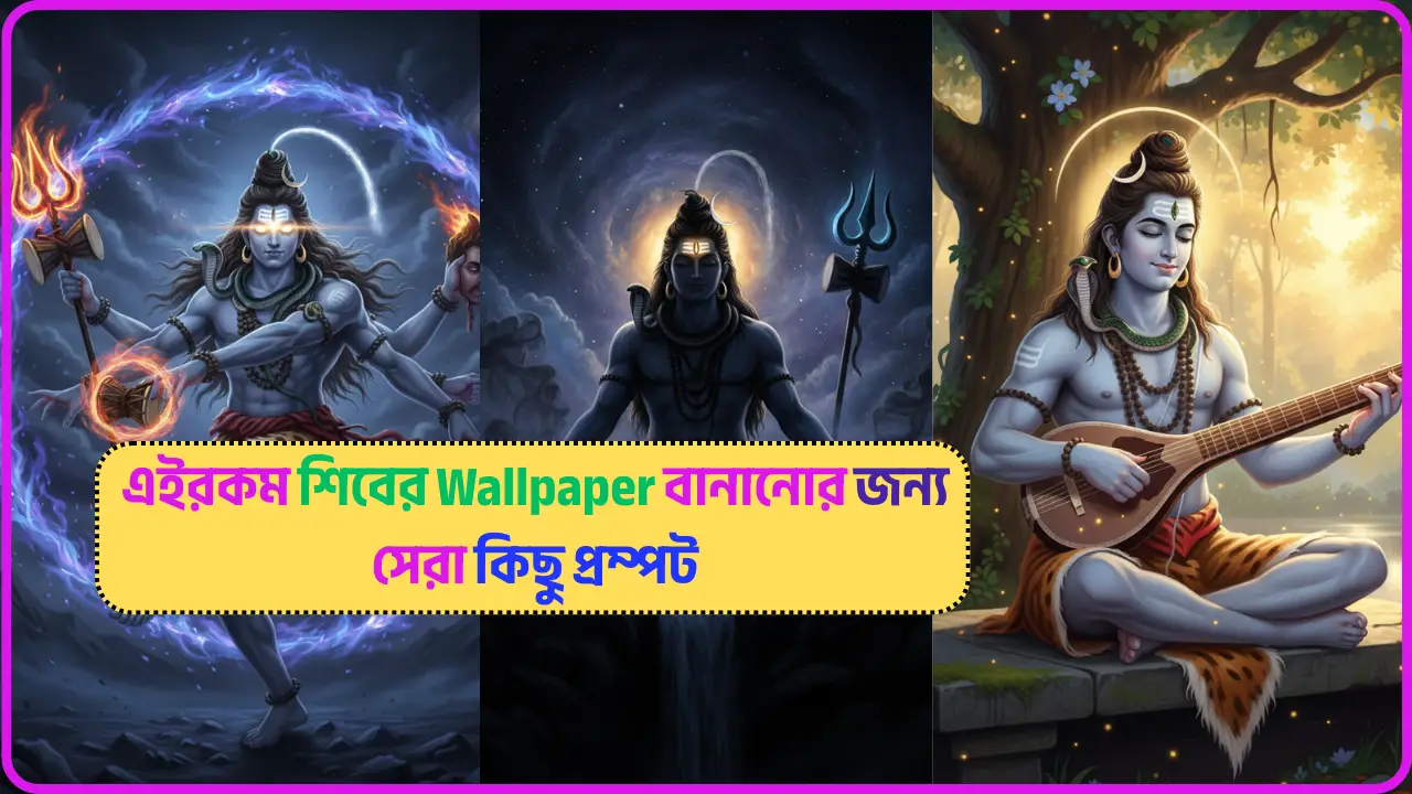 এইরকম শিবের Wallpaper বানানোর জন্য সেরা কিছু প্রম্পট